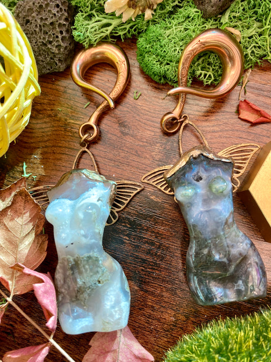 Gold Wings Moss agate Godsess