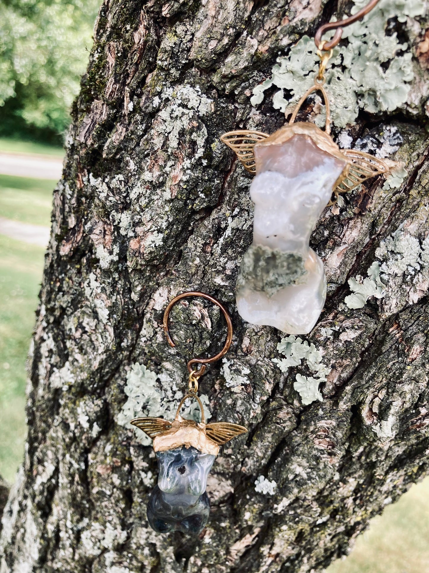 Gold Wings Moss agate Godsess
